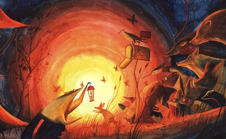 Ilustración de Cartas en el bosque