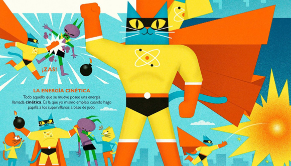 Ilustración de La aventura atómica del Profesor Astro Cat