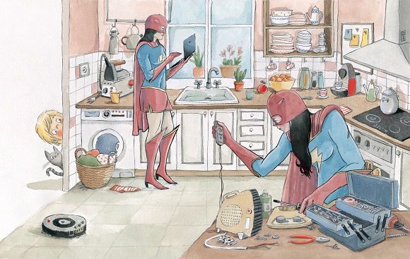 Ilustración de Max y los superhéroes
