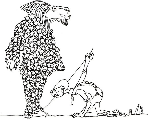 Ilustración de Leocadio, un león de armas tomar