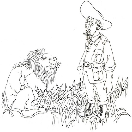Ilustración de Leocadio, un león de armas tomar