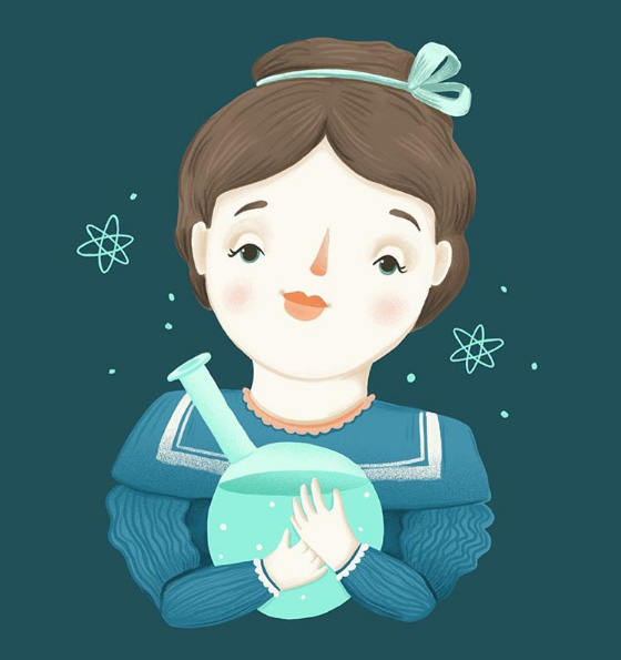 Ilustración de Pequeña & GRANDE. Marie Curie