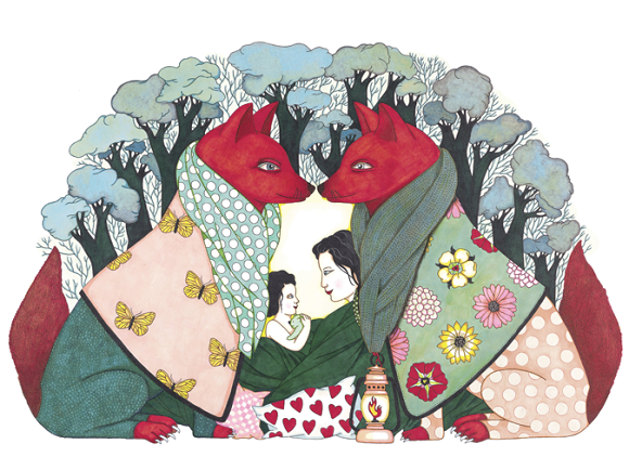 Ilustración de Madre entre el sol y la noche