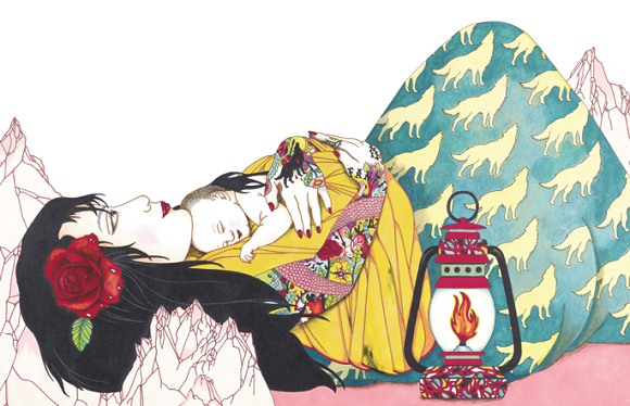 Ilustración de Madre entre el sol y la noche