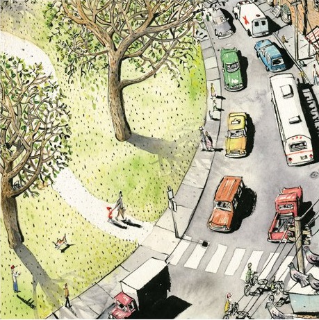 Ilustración de Un camino de flores