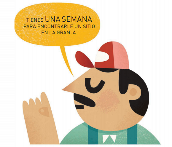 Ilustración de Un cocodrilo en la granja