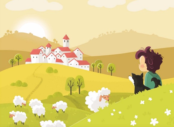 Ilustración de Pedro y el lobo