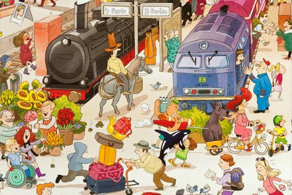 Ilustración de Busca y encuentra. De viaje