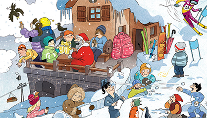 Ilustración de Busca y encuentra. De viaje