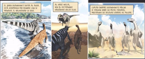 Ilustración de Iguanodonte. Diente de iguana