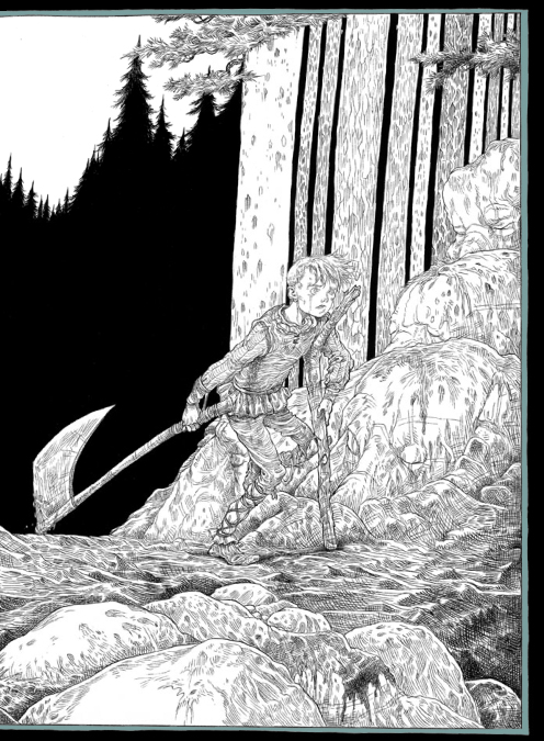 Ilustración de Odd y los Gigantes de Escarcha
