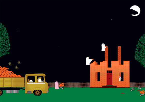 Ilustración de Una noche de luna llena en mi jardín