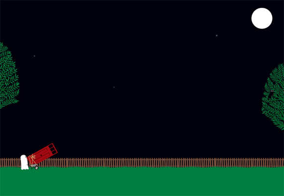 Ilustración de Una noche de luna llena en mi jardín