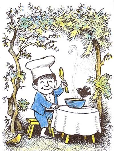 Ilustración de Sopa de pollo con arroz