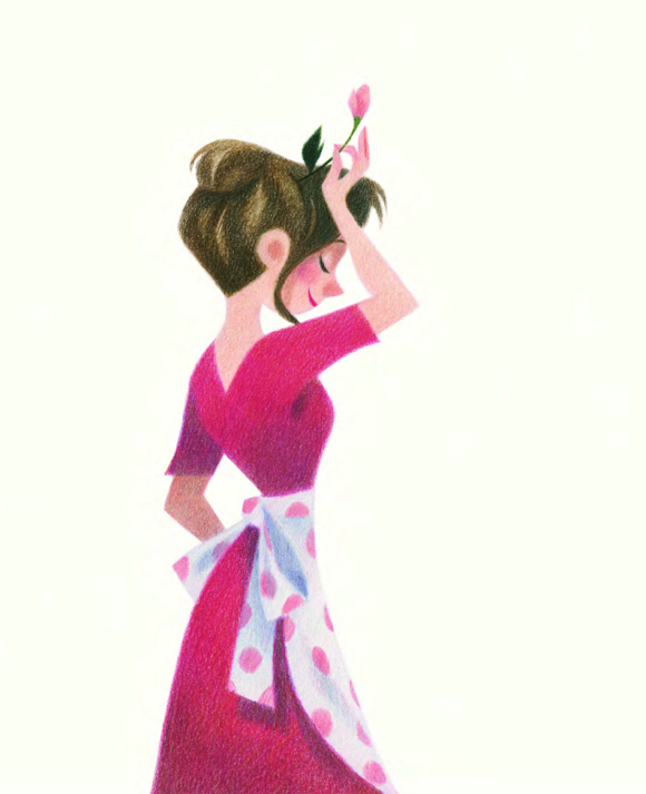Ilustración de Rosa a pintitas