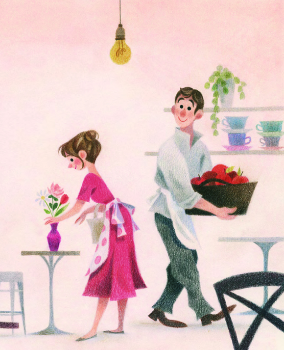 Ilustración de Rosa a pintitas