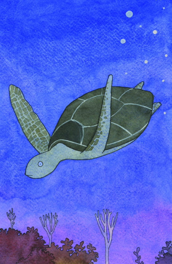 Ilustración de Caminando bajo el mar, colgando del amplio cielo