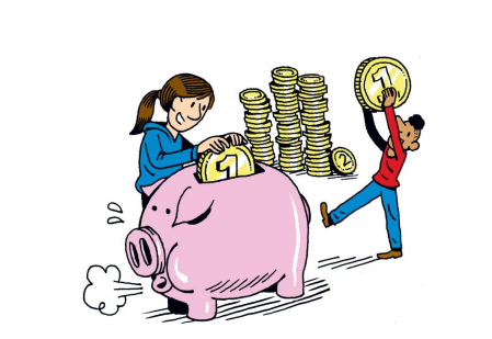 Ilustración de ¡El dinero no cae del cielo!