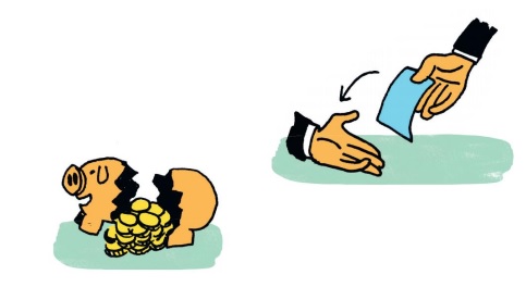Ilustración de ¡El dinero no cae del cielo!