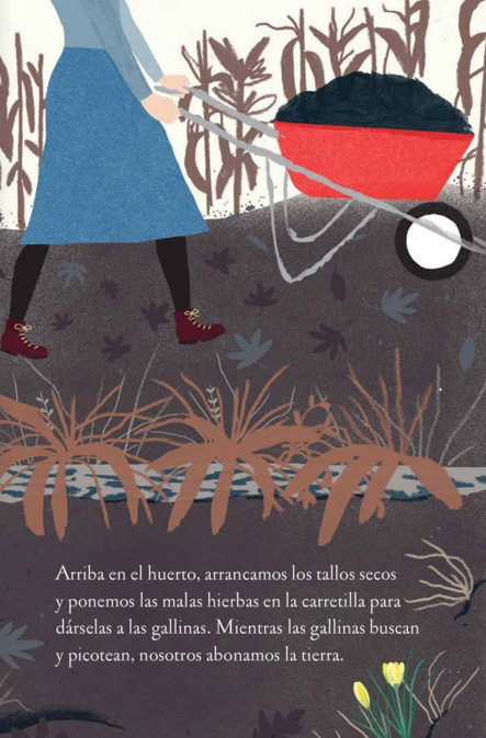 Ilustración de Arriba en el huerto y Abajo en la tierra