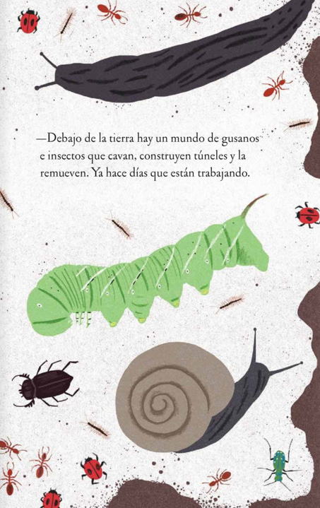 Ilustración de Arriba en el huerto y Abajo en la tierra