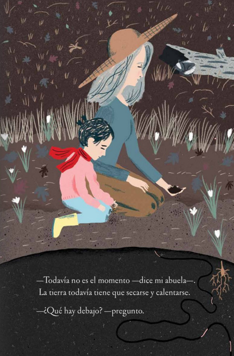 Ilustración de Arriba en el huerto y Abajo en la tierra