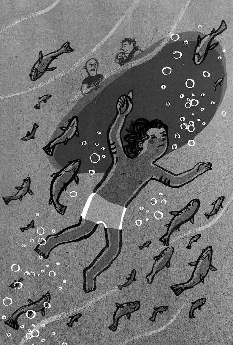 Ilustración de Awoki y los piratas en playa Escondida