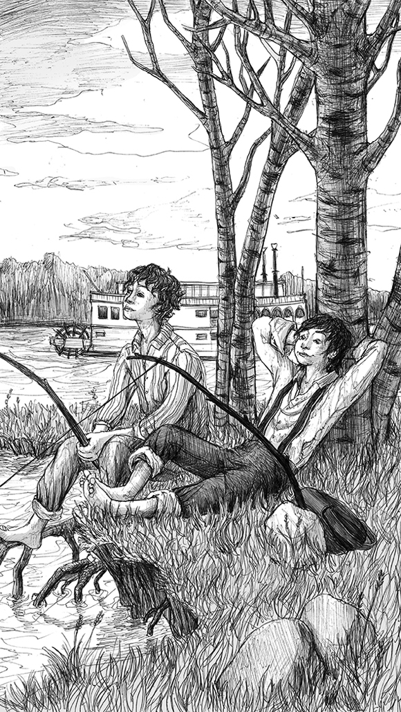 Ilustración de Las aventuras de Huckleberry Finn