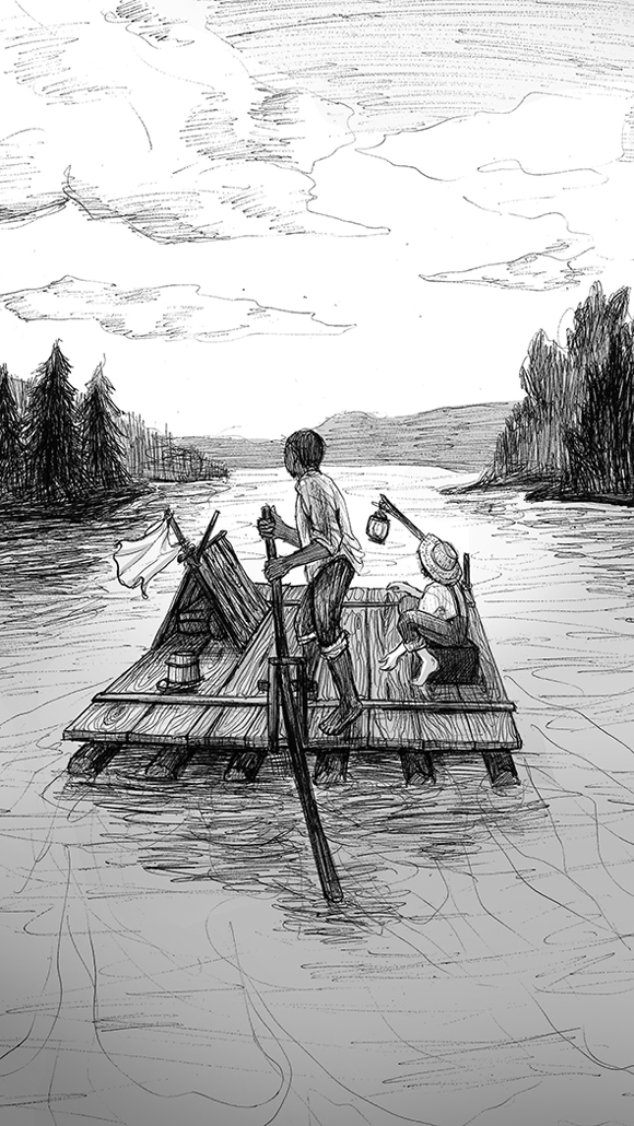 Ilustración de Las aventuras de Huckleberry Finn