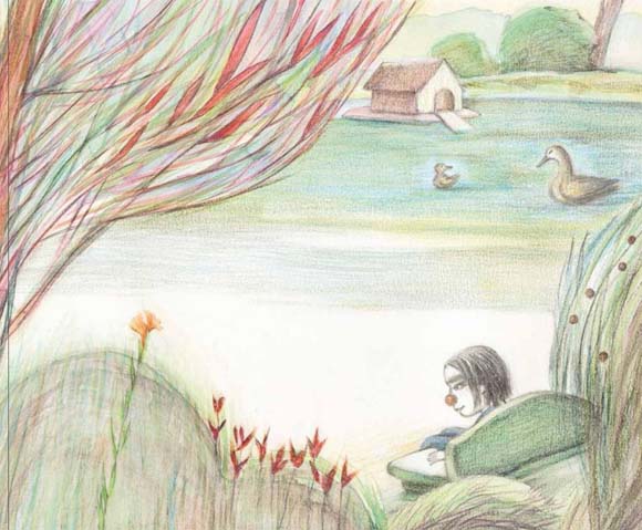 Ilustración de Payasa en el parque
