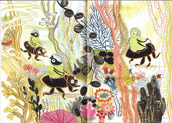 Ilustración de Poka & Mina. De pesca