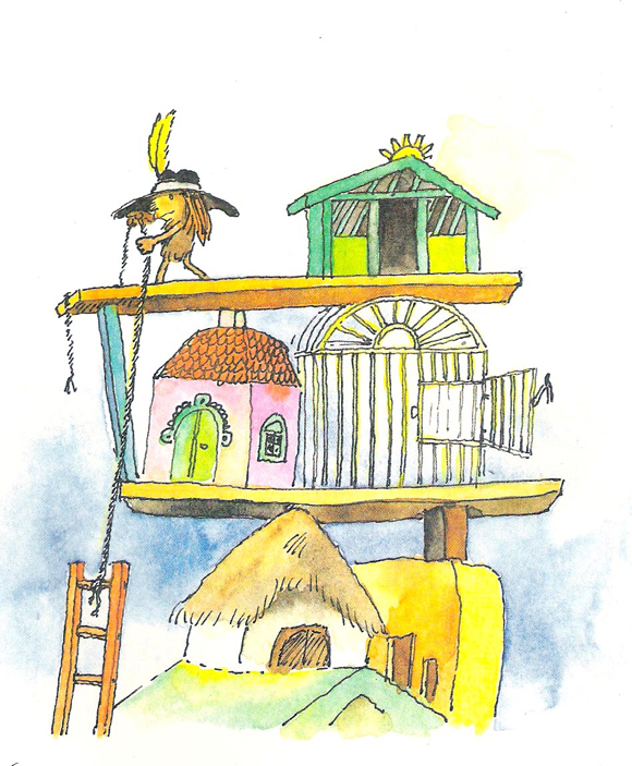 Ilustración de Topolín construye una casa