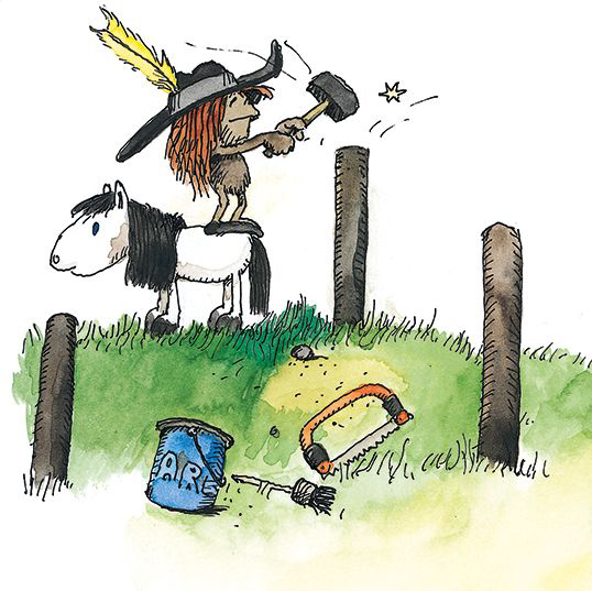 Ilustración de Topolín construye una casa