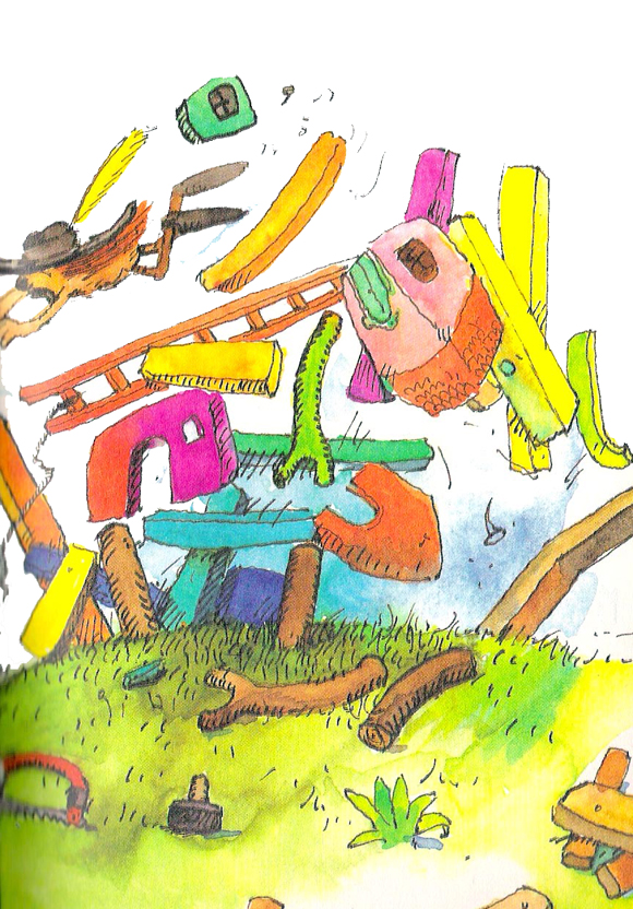 Ilustración de Topolín construye una casa
