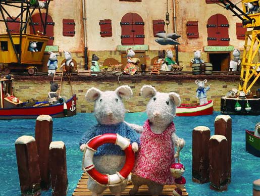 Ilustración de La casa de los ratones. Sam y Julia en el puerto