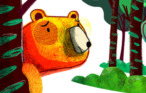 Ilustración de El oso que leía niños