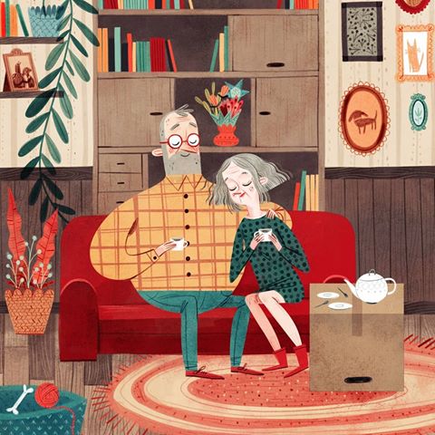 Ilustración de Amor en una caja de cartón