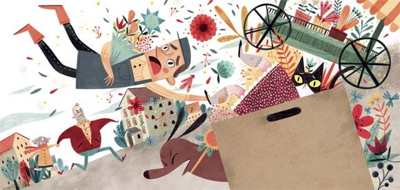 Ilustración de Amor en una caja de cartón