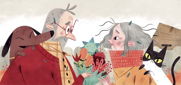 Ilustración de Amor en una caja de cartón