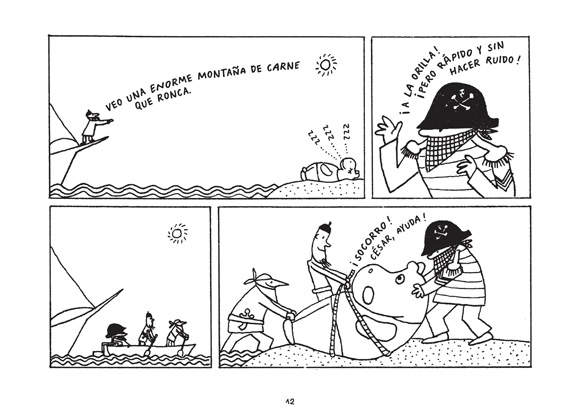 Ilustración de Gucho y César en la isla de las zanahorias 
