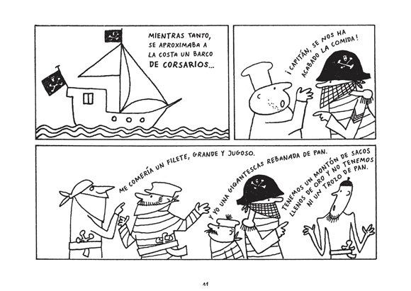 Ilustración de Gucho y César en la isla de las zanahorias 
