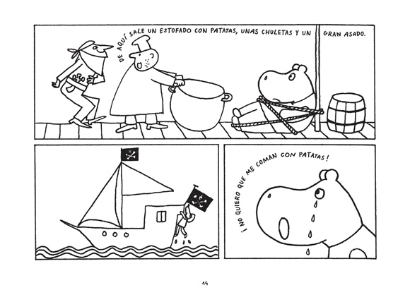 Ilustración de Gucho y César en la isla de las zanahorias 