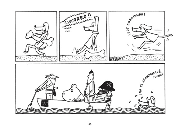 Ilustración de Gucho y César en la isla de las zanahorias 