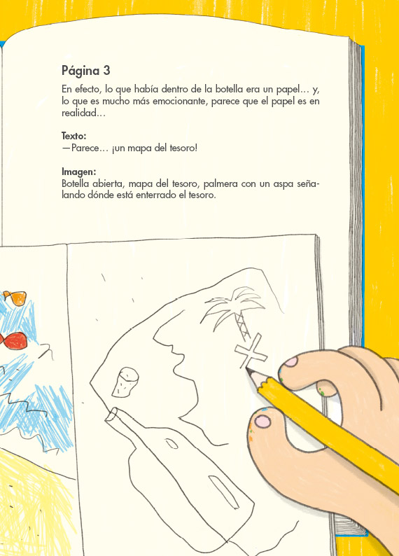 Ilustración de Migue hace un libro