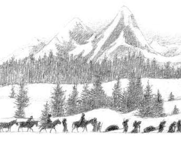 Ilustración de Caballos en la nieve