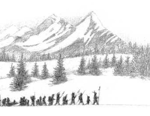 Ilustración de Caballos en la nieve
