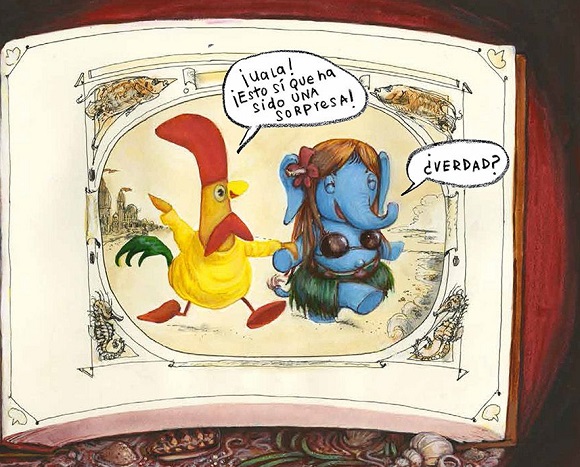 Ilustración de La gallinita Kika y el elefante sorpresa
