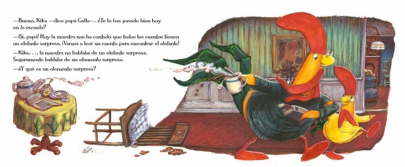 Ilustración de La gallinita Kika y el elefante sorpresa