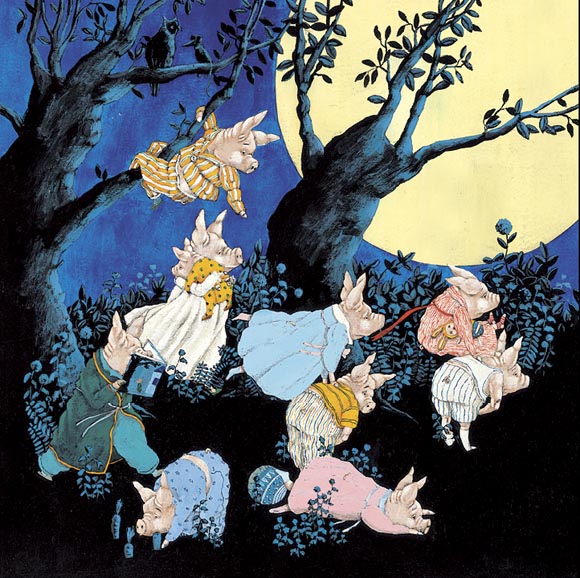Ilustración de Diez cerditos luneros