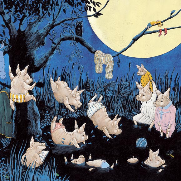 Ilustración de Diez cerditos luneros